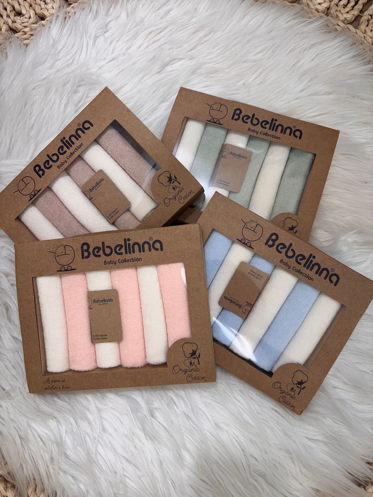 Bebelinna-100% Organic Fabric Towel Washclothes Pack Of 6