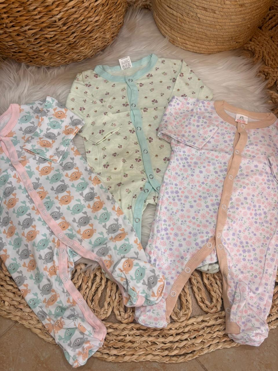 TinyDino-Cotton Set of 3 Jumpsuits