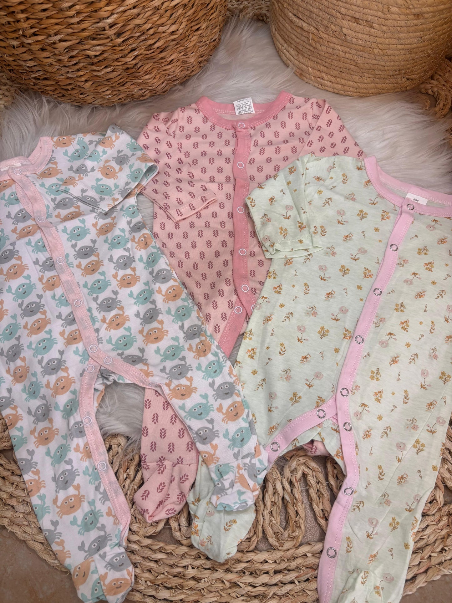 TinyDino-Cotton Set of 3 Jumpsuits