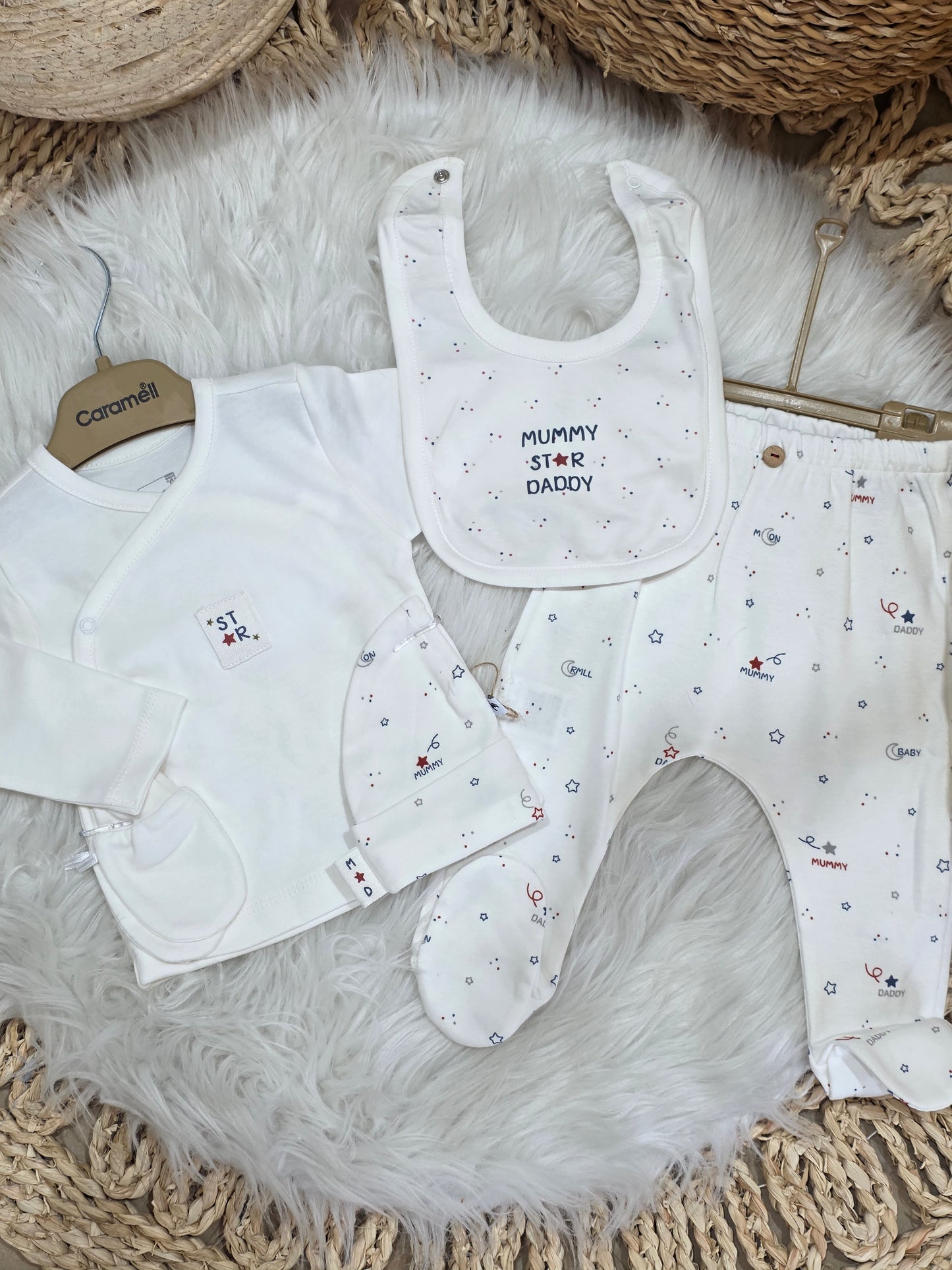 Caramell-Moon&Star Cotton Set of 5 Pcs