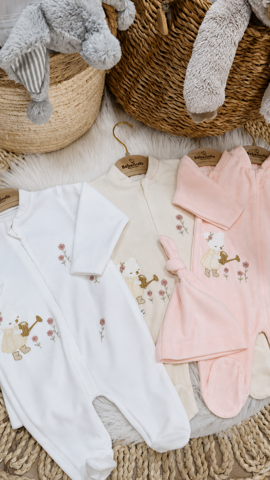 Bebelinna-Velvet Romper with Hat