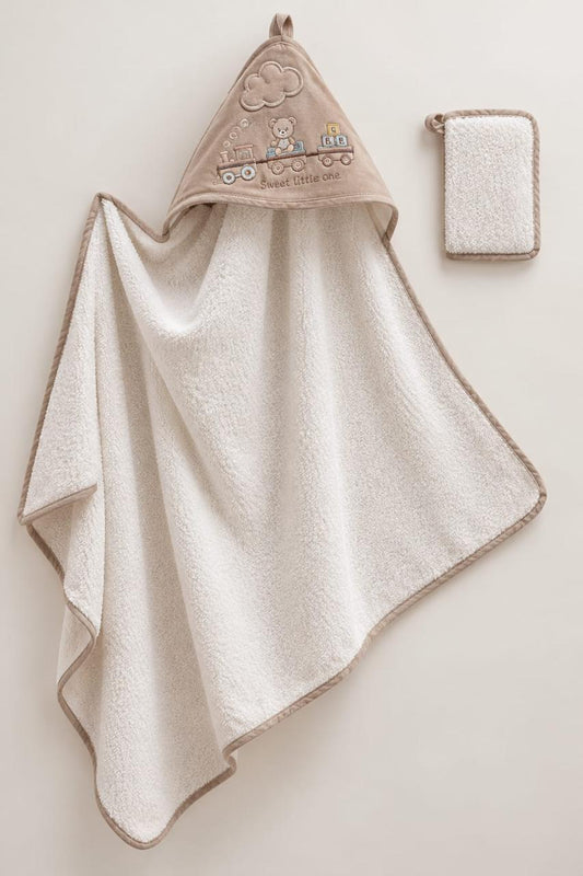 Caramell-Hooded Towel with Glove