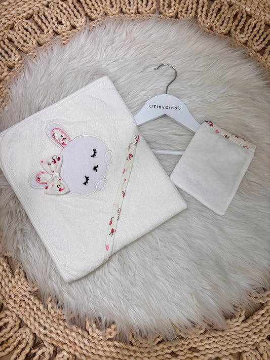 Bebelinna-Rabbit Hooded Bath Towel With Glove