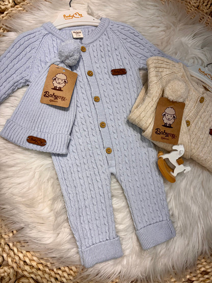 BabyMio-Knitted Overall With Hat 2-Piece Set