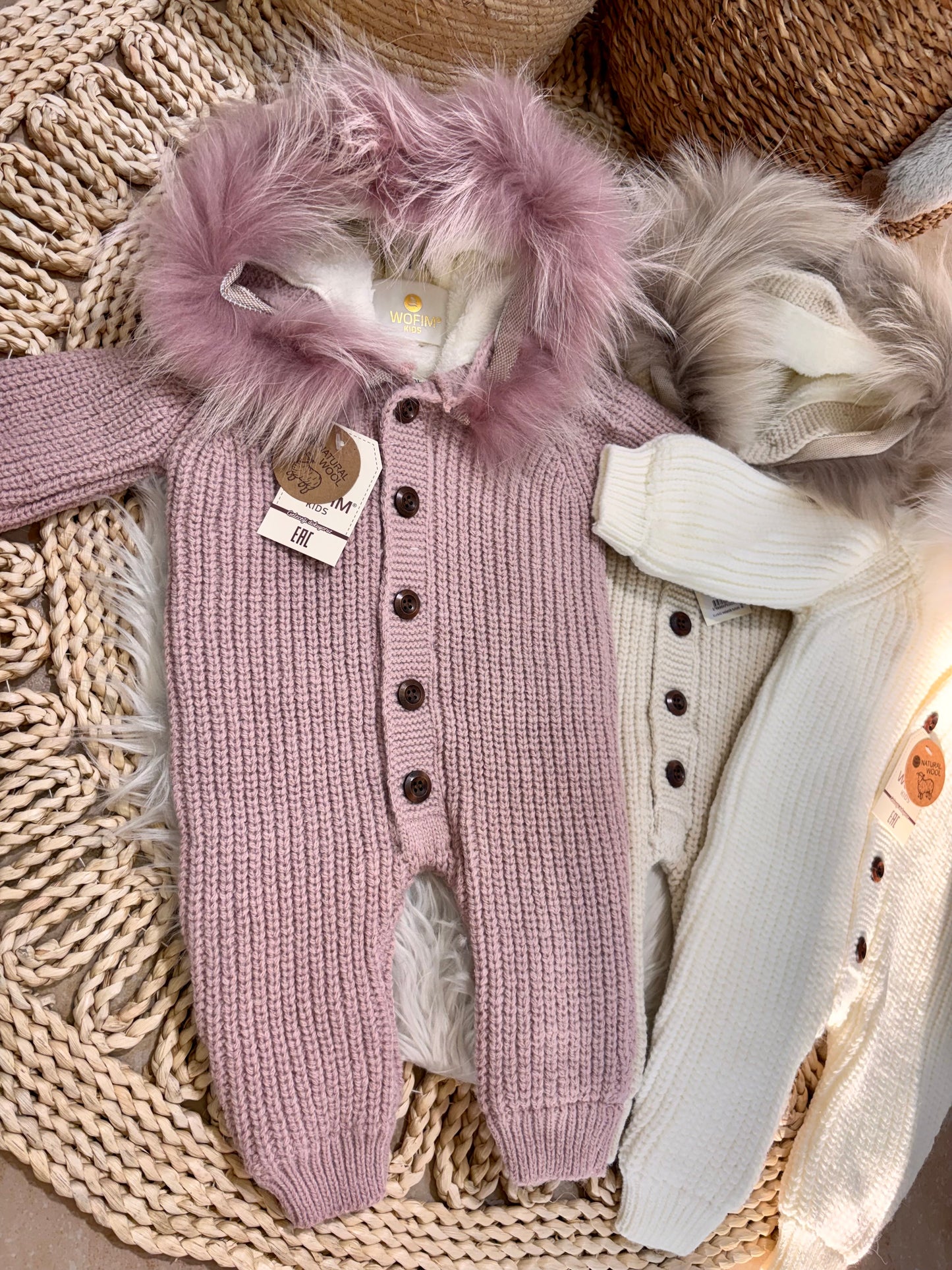 Wofim-Knitted Jumpsuit With Removable Hat