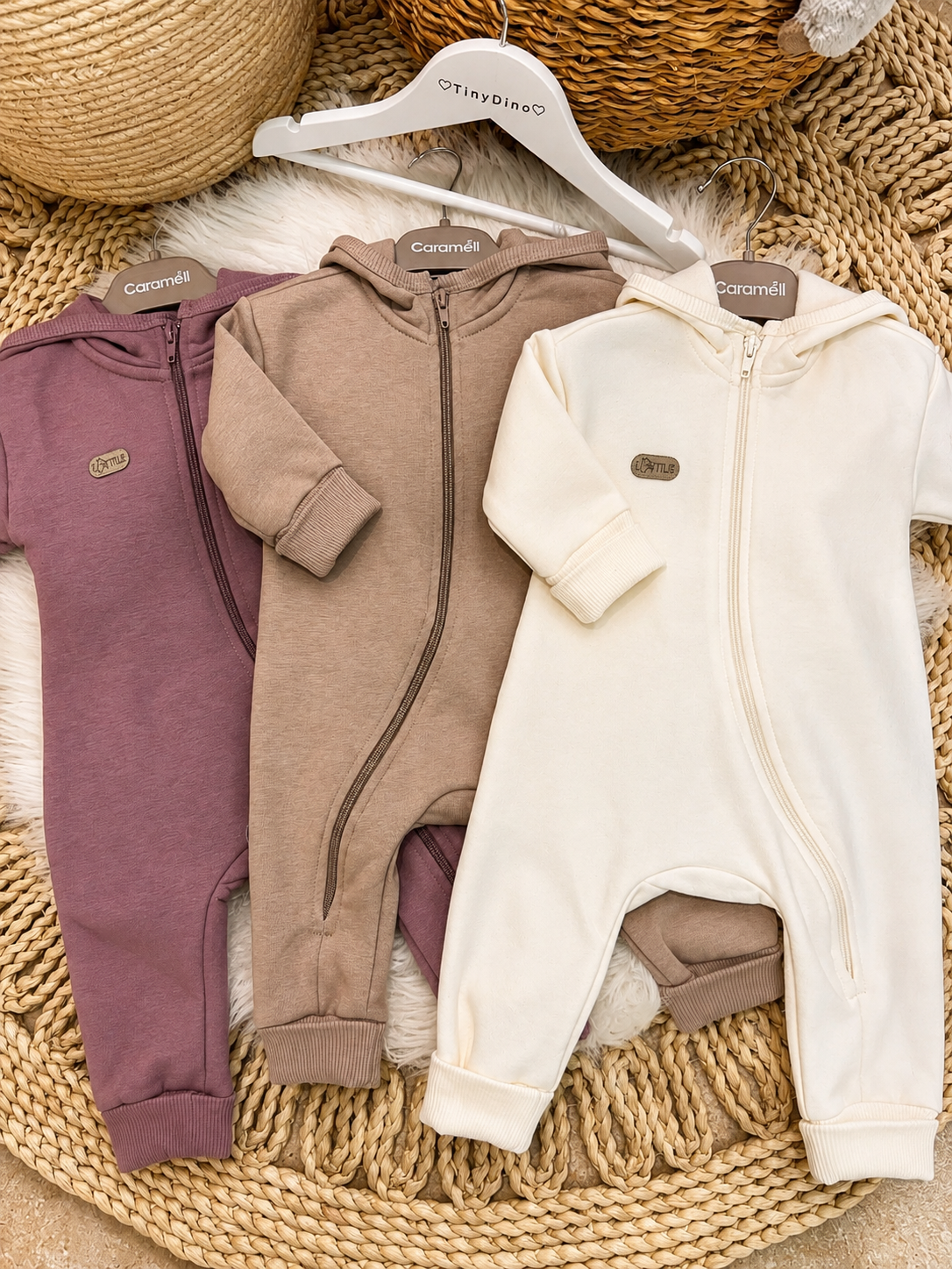 Caramell-Hooded Fleeced Overalls