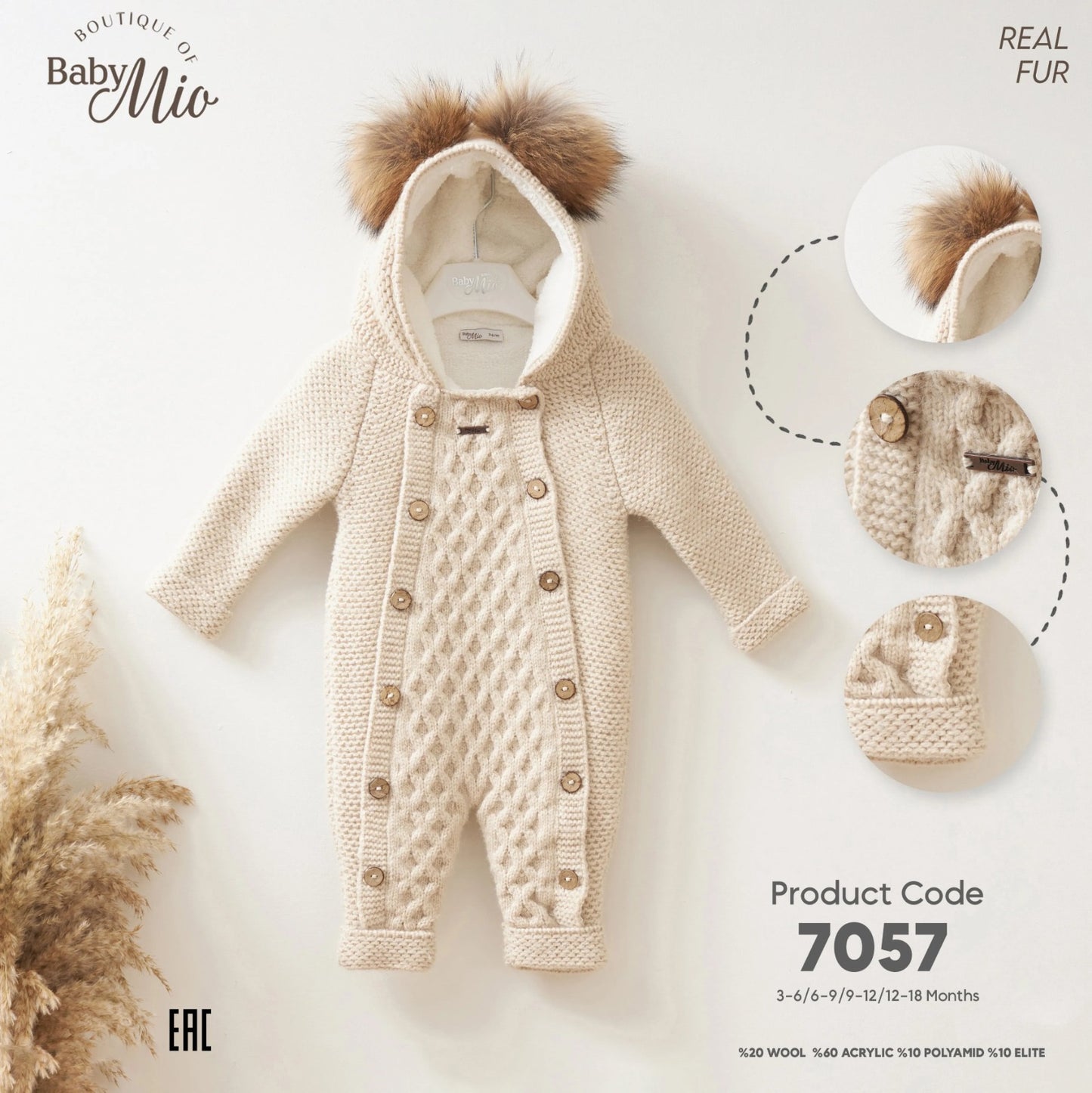 Baby Mio-Double Pompom Knitted Overall