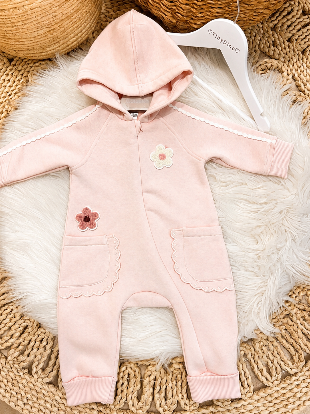 Caramell-Hooded Fleeced Romper