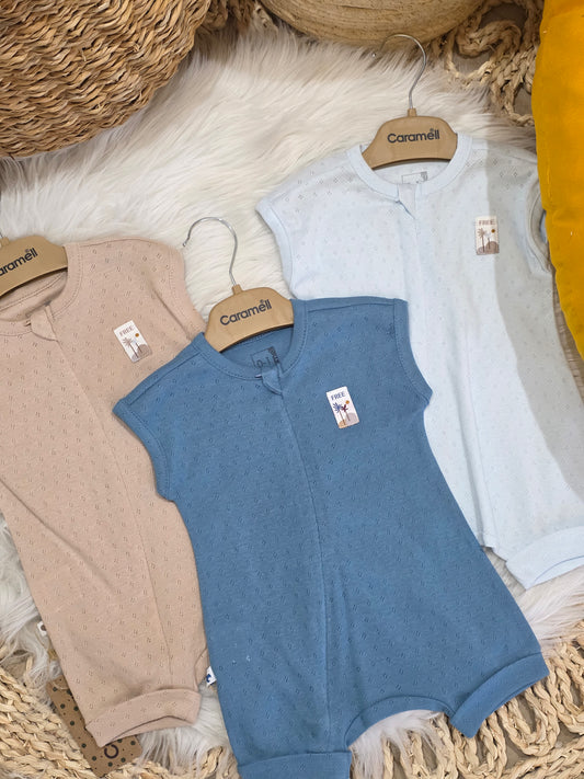 Caramell-Basic Cotton Romper with Zipper