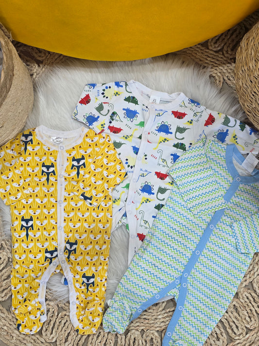 TinyDino-Pack of 3 Overalls