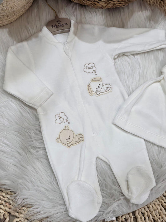 Bebelinna-Velvet Romper with Hat