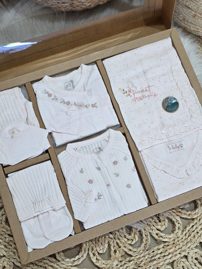 Caramell-Newborn White Floral Cotton Set of 10 Pcs