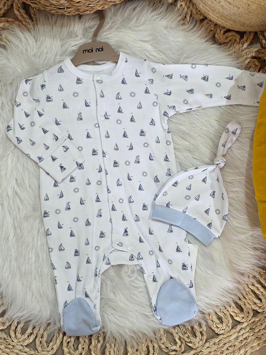 MoiNoi-Boat Cotton Overall Set of 2 Pcs