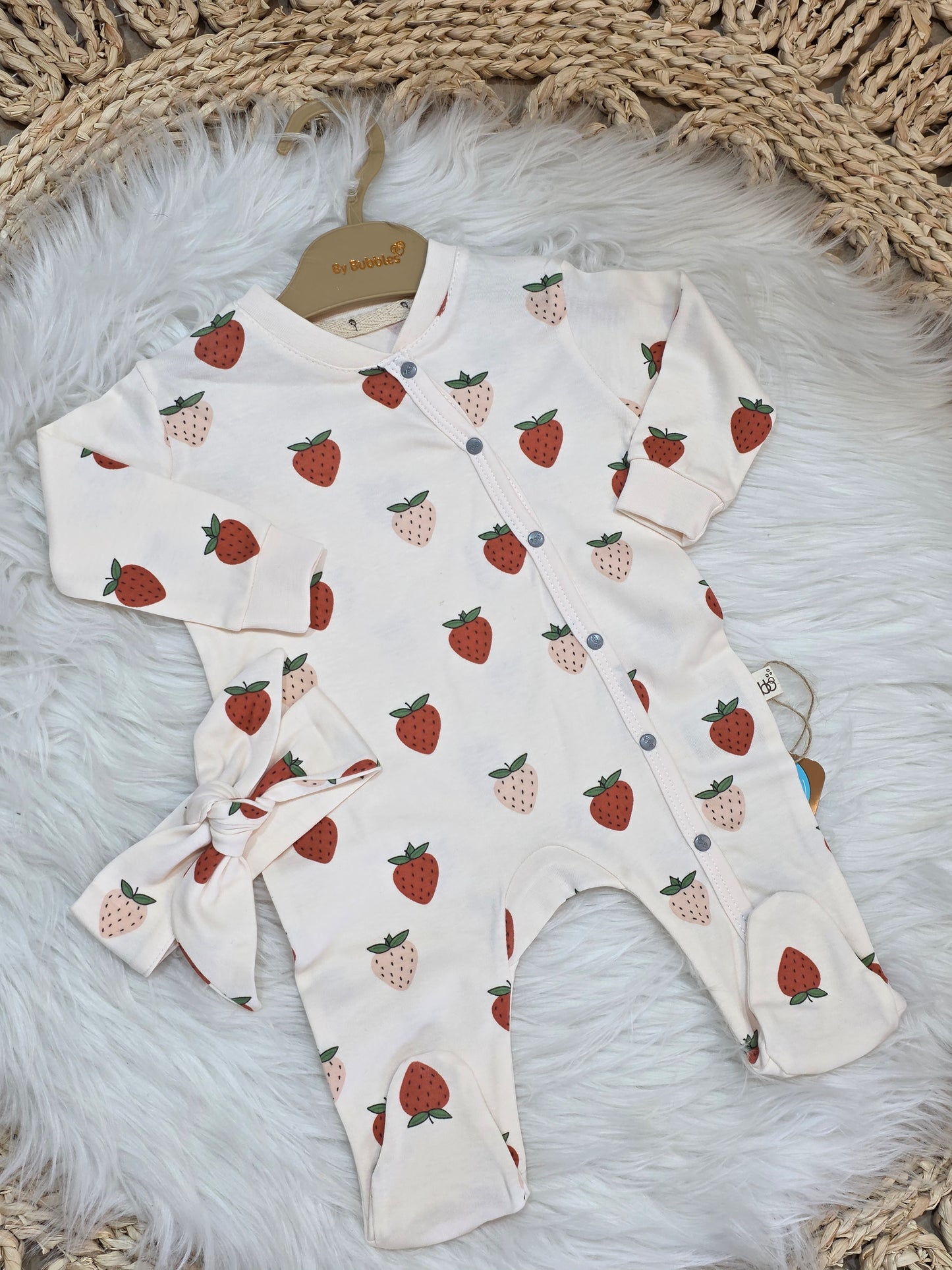 Bubbles-Strawberry Cotton Overall