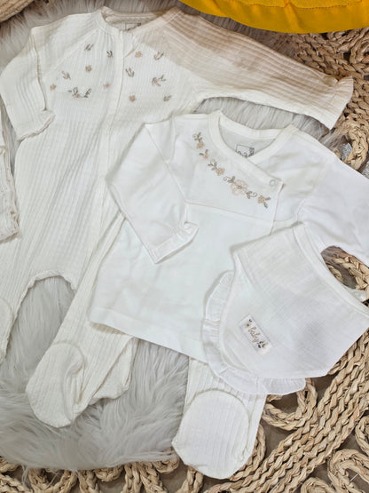 Caramell-Newborn White Floral Cotton Set of 10 Pcs